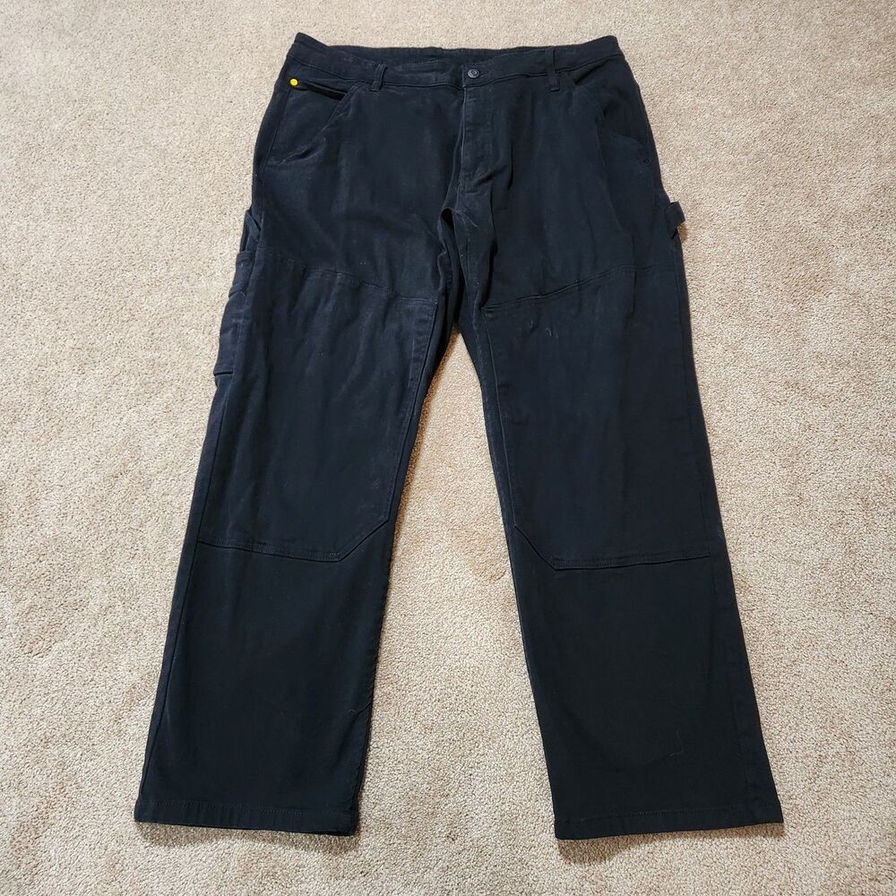 CAT Jeans Men 40X30 (38X29.5) Black Straight Cargo Carpenter Authentic Workwear